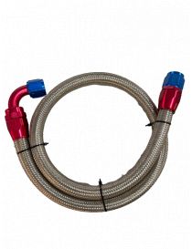 Durite AN10 DASH10 1m sertie raccords bleu-rouge 90° et raccord droit WELLBORE