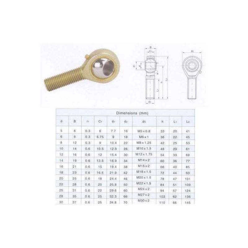 Rotule boule diamètre 10mm - Longueur 31mm