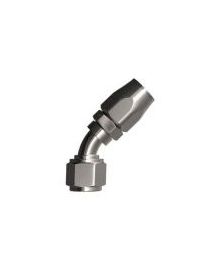 Raccord coudé 45 degrés pour durite DASH AN10 JIC 7/8" coloris ARGENT