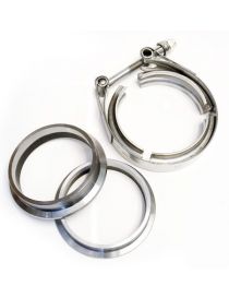 76.1mm - Kit 2 brides 3" V-Band centrées acier avec collier inox