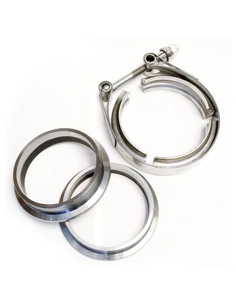 63.5mm - Kit 2 brides 2.5" V-Band centrées inox avec collier inox