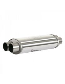 60.3mm - POWERSPRINT stainless steel silencer with dual inlet/outlet connections, weldable, body 220x140mm, length 450mm