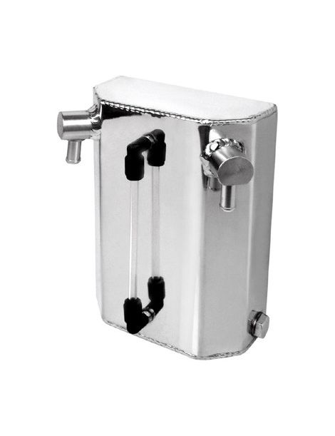 Récupérateur d'huile / Catchtank (1 litre) en aluminium, connexions lisses verticales