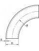 Coude 90° 5D inox 304L roulé soudé, diamètre extérieur 76.1mm, épaisseur 2mm