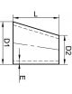 42.4 - 33.7mm - Réducteur inox conique asymétrique, longueur 26mm