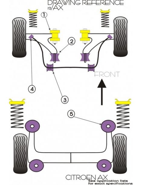 PSA Citroen AX Kit Silent bloc Dur