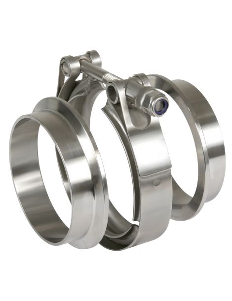 Kit 2 brides V-Band 2,5" acier avec collier inox, pour tube diamètre 63mm