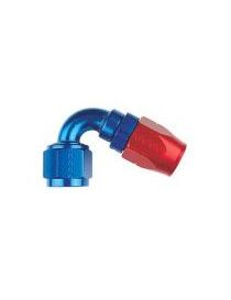 Raccord coudé 120 degrés pour durite DASH AN8 JIC 3/4" coloris BLEU-ROUGE