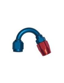 Raccord coudé 150 degrés pour durite DASH AN8 JIC 3/4" coloris BLEU-ROUGE