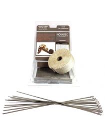 50 mm x 5 m - Packung weißes NOVAREC Auspuffisolierband + 4 Klemmen
