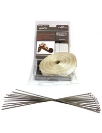 25 mm x 15 m - Verpakking witte Novarec uitlaatisolatietape + 10 klemmen