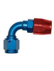 Raccord coudé 90 degrés pour durite DASH AN10 JIC 7/8" coloris BLEU-ROUGE