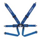 Harnais SPARCO 6 points MONOPLACE bleu FIA, Hans, réglettes ACIER