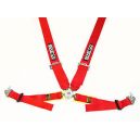 Harnais SPARCO 4 points 3"/2" à visser rouge FIA, réglettes ACIER