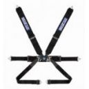 Harnais SPARCO 6 points MONOPLACE noir FIA, Hans, réglettes ACIER