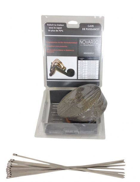 Cinta aislante para escape NOVAREC de titanio de 50 mm x 15 m + 4 abrazaderas