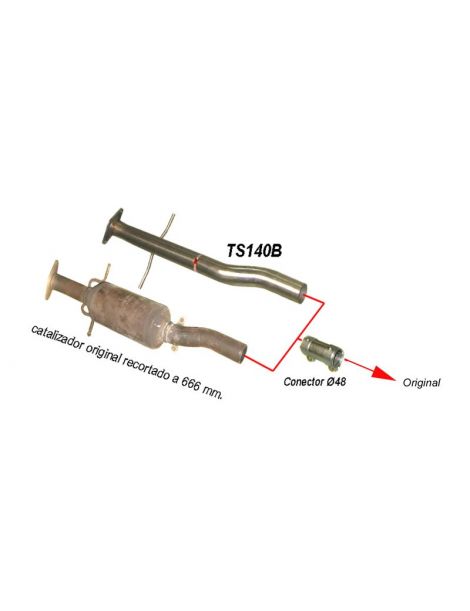 Tube afrique/ decatalyseur inox RC RACING reference TS140B