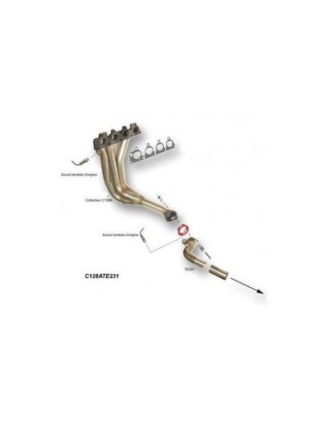 Collecteur avec tube de connexion inox RC RACING reference CE128ATE231