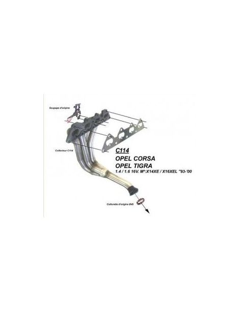 OPEL CORSA B 1.4 16V 90cv 94- Collecteur inox RC RACING 4 en 1 