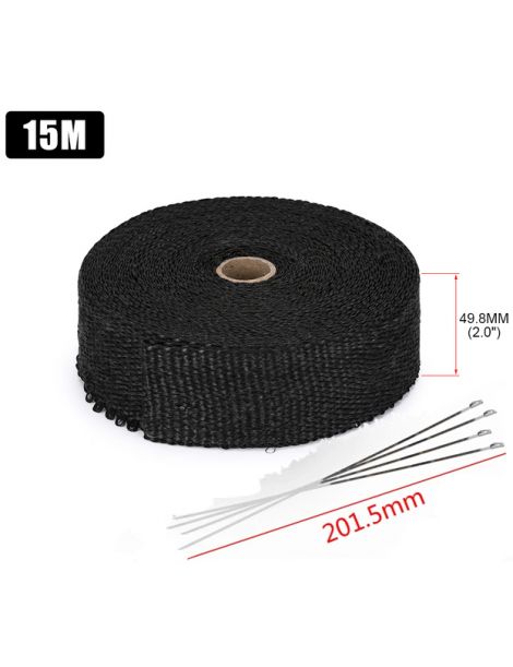 50mm x 15M - PACK Ruban isolant échappement NOIR NOVAREC + 4 colliers