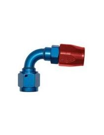 Raccord coudé 90 degrés pour durite DASH AN8 JIC 3/4" coloris BLEU-ROUGE