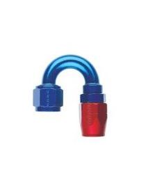 Raccord coudé 180 degrés pour durite DASH AN8 JIC 3/4" coloris BLEU-ROUGE