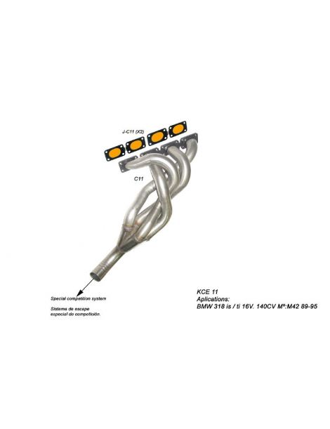 RC RACING 4-in-1 roestvrijstalen uitlaatspruitstuk voor BMW 318TI E-36 COMPACT 1.8 16V 140pk M44-motor 95-