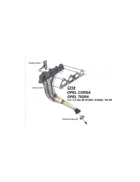 Colector de escape RC RACING 4 en 1 de acero inoxidable para OPEL CORSA B 1.6 16V GSI 109cv 03/93-