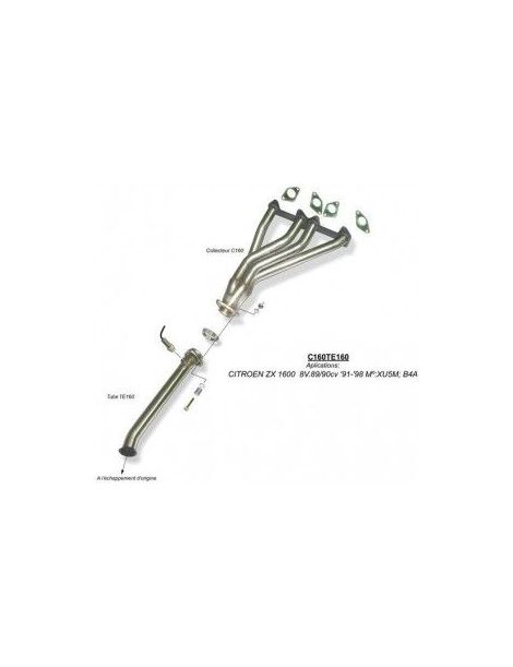 Collettore di scarico RC RACING 4 in 1 in acciaio inox per motore CITROEN ZX 1.8 8V 103 CV XU5JP 07/92-98