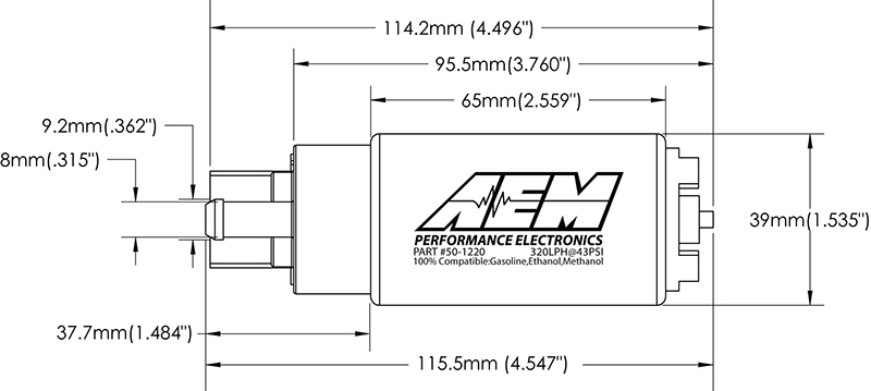 Dessin technique pompe à essence AEM 320L/H