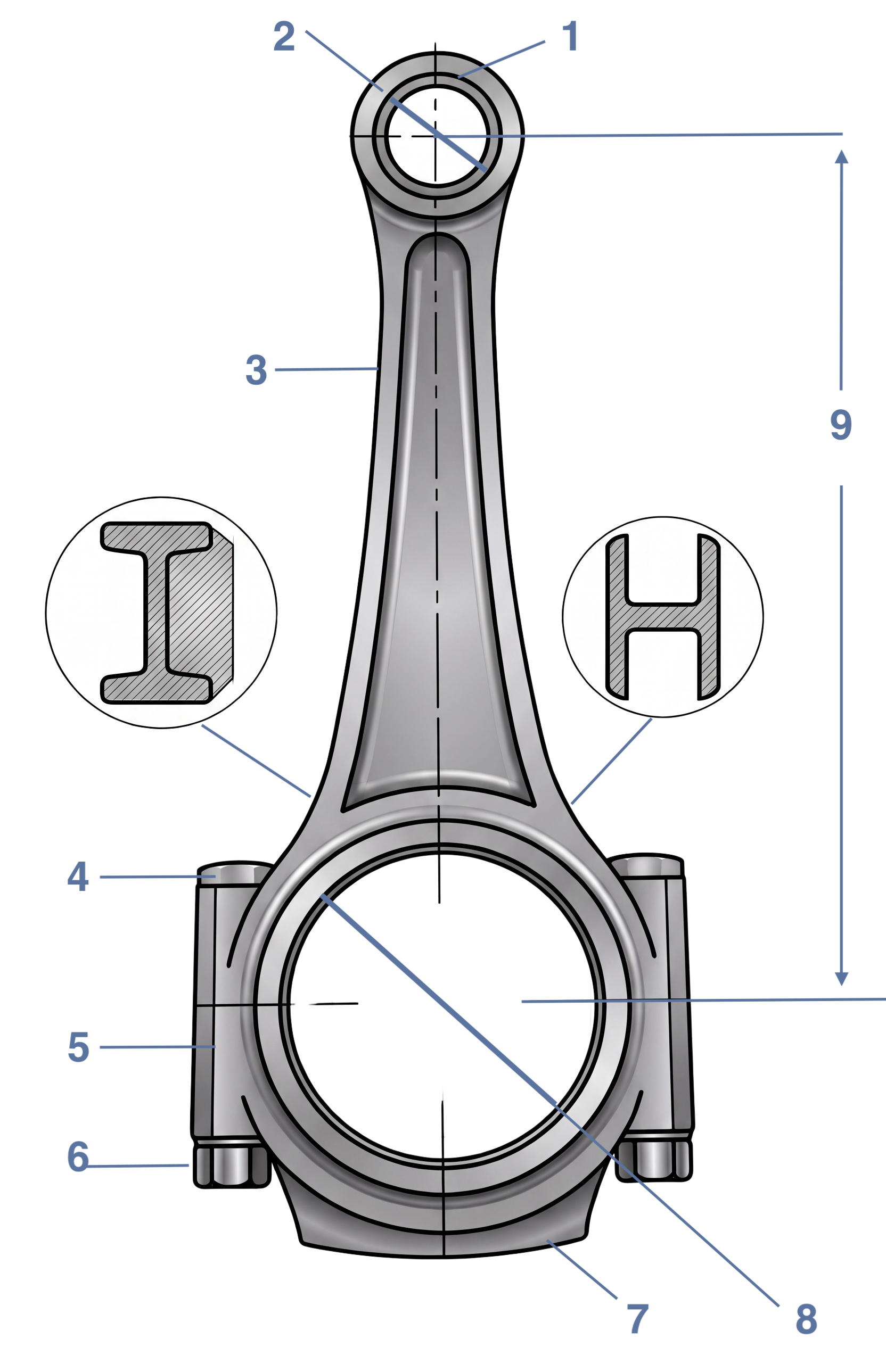 Schéma technique d'une bielle