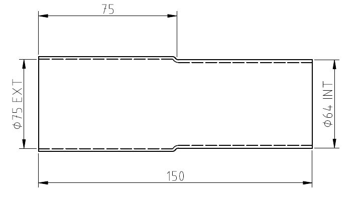 60mm - Tube inox AISI409 perforé longueur 500mm